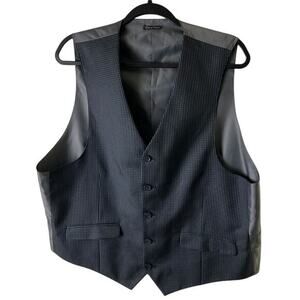 Steve Harvey Royal Navy Blue Check Suit Vest Waistcoat Mens Large 5 Button Cinch